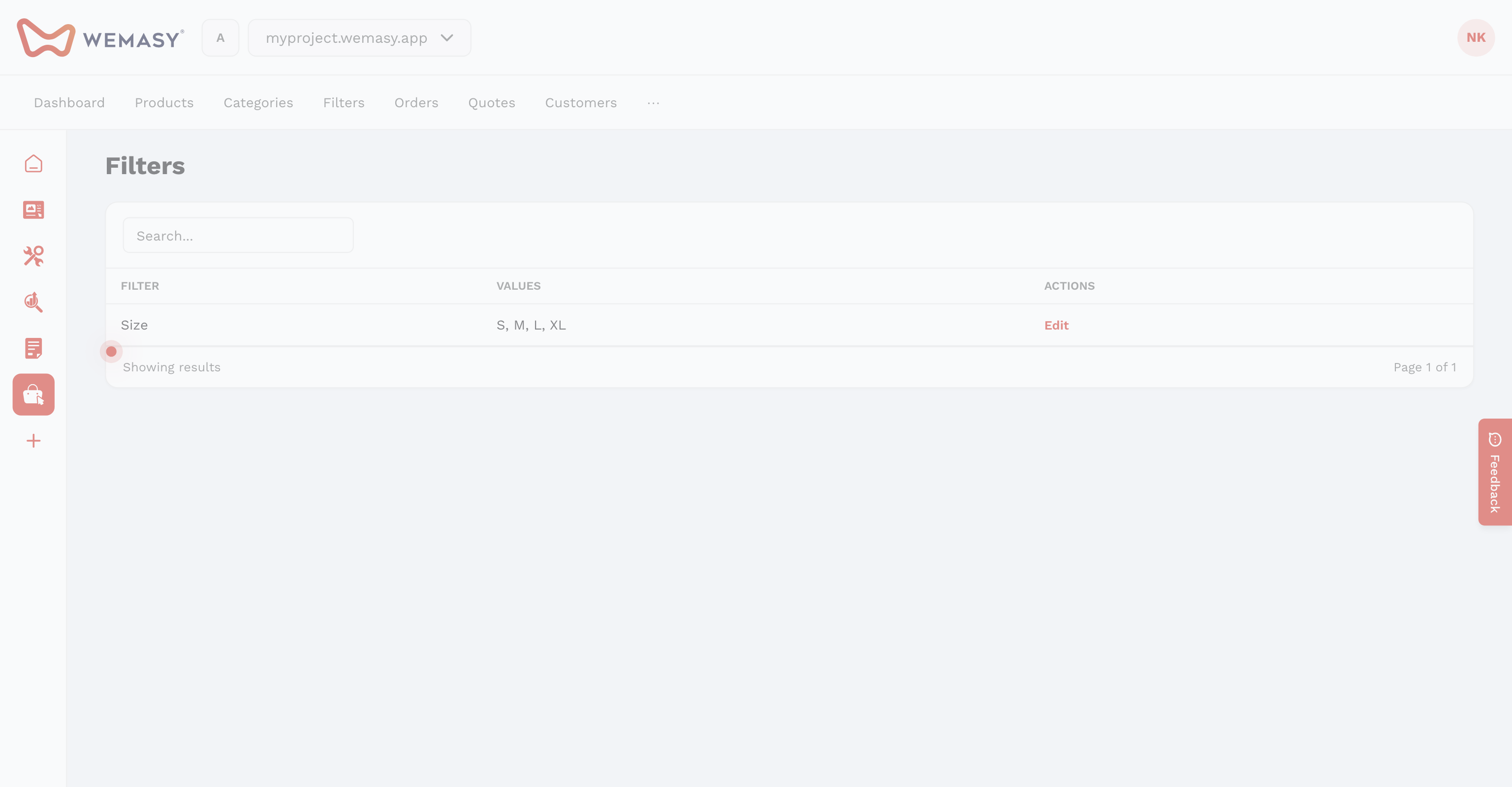 Webshop — Create a filter