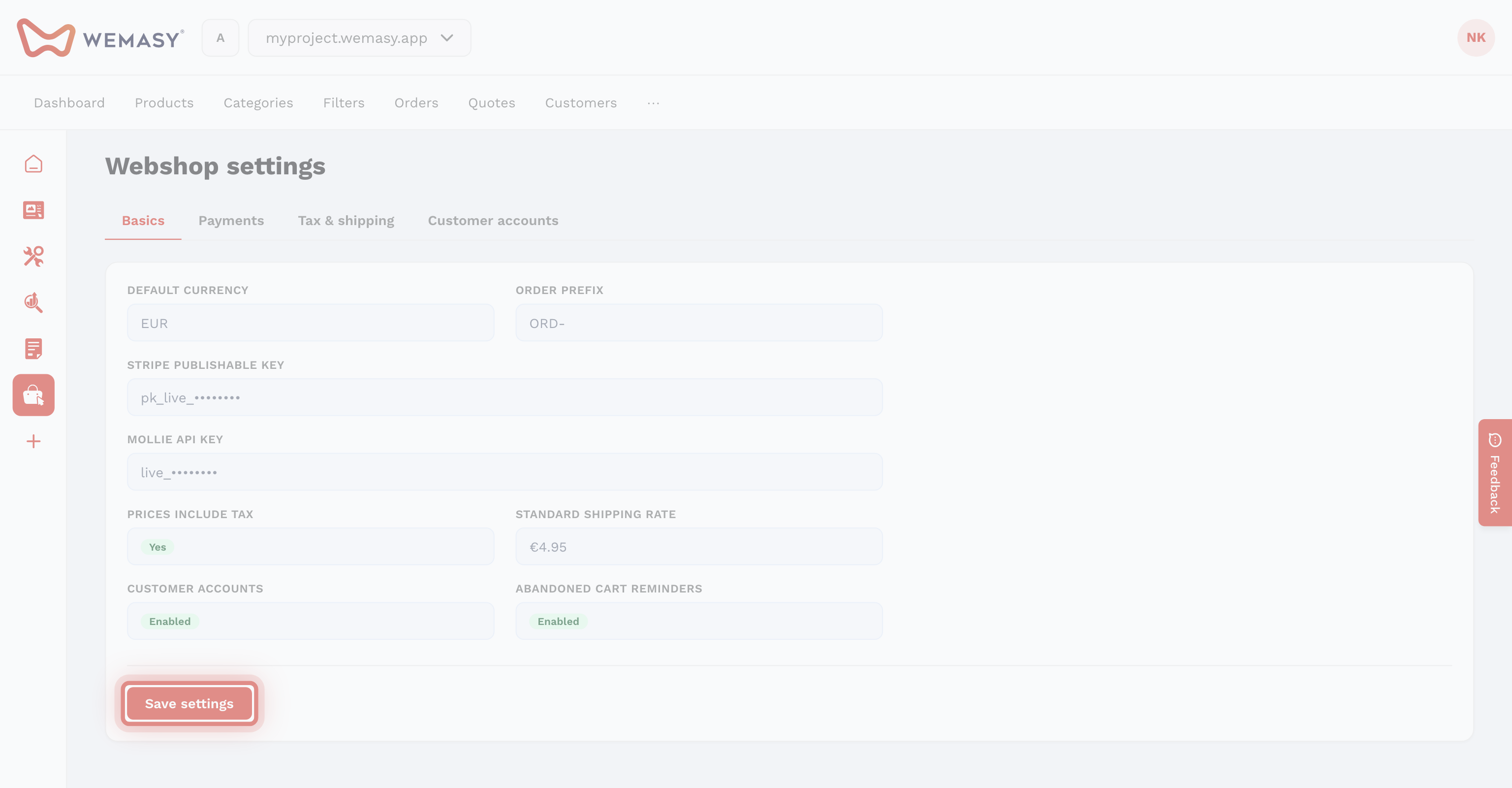 Webshop — Tax
