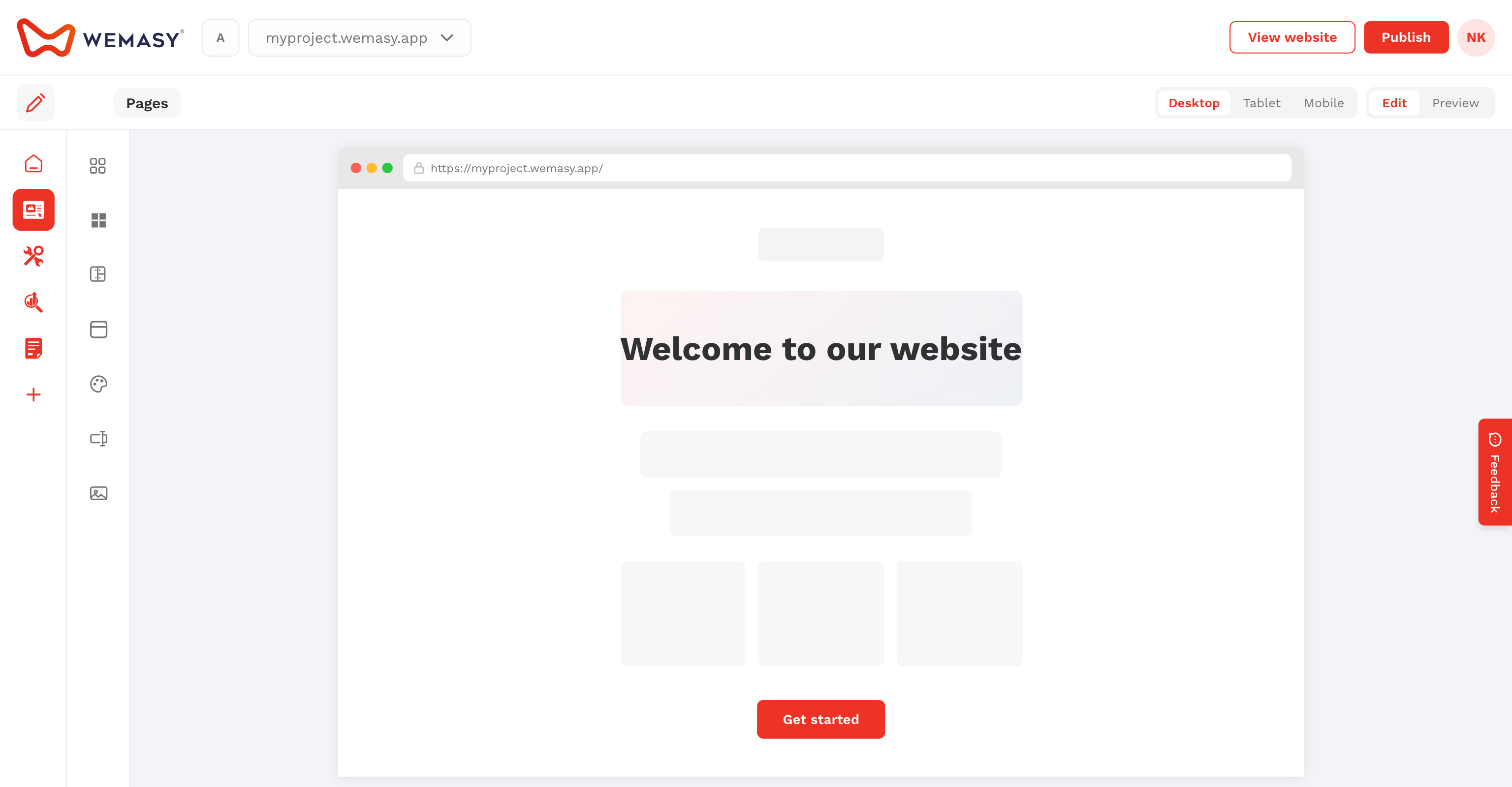 Website Builder — Open the library