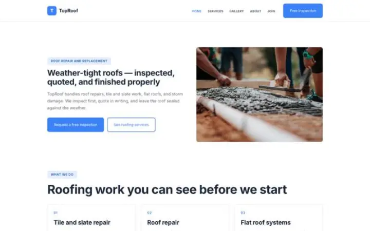 Website for roofer