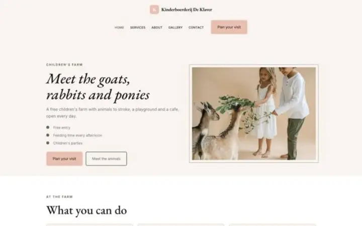 Website for children's farm