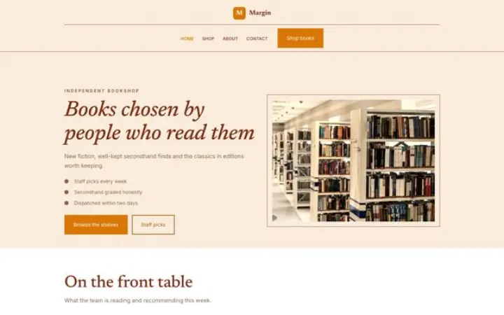 Website for bookshop