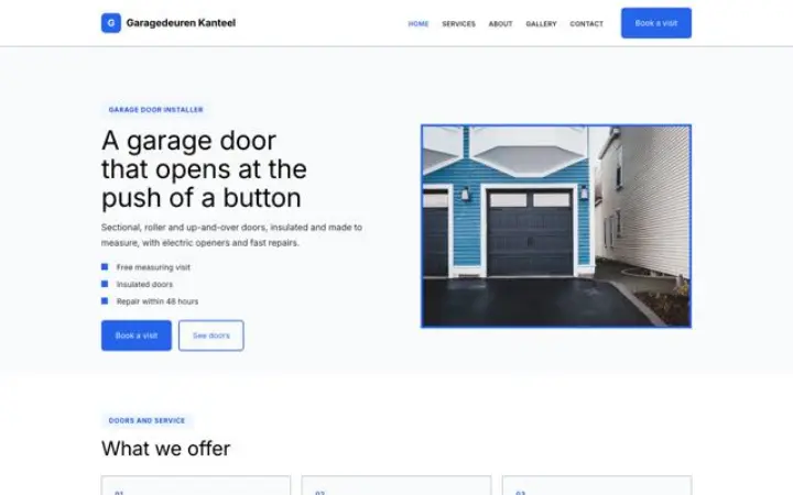 Website for garage door installer