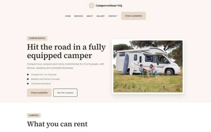 Theme Camperverhuur Vrij