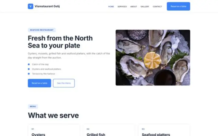 Website for seafood restaurant