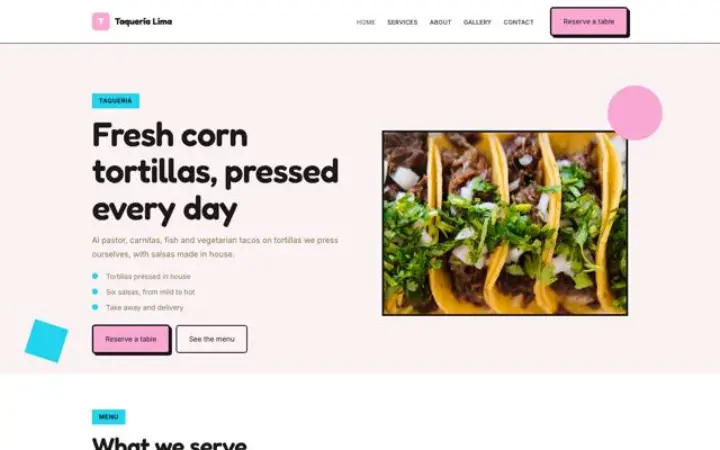 Website for taqueria