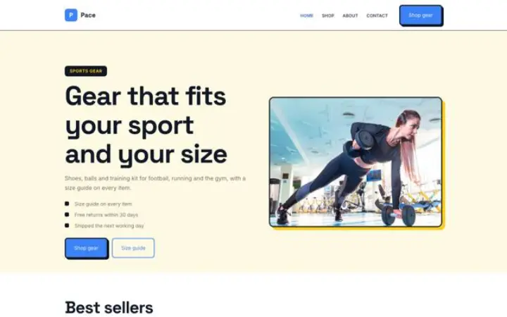 Website for sports shop