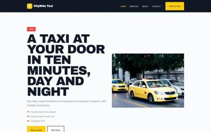 Website for taxi company