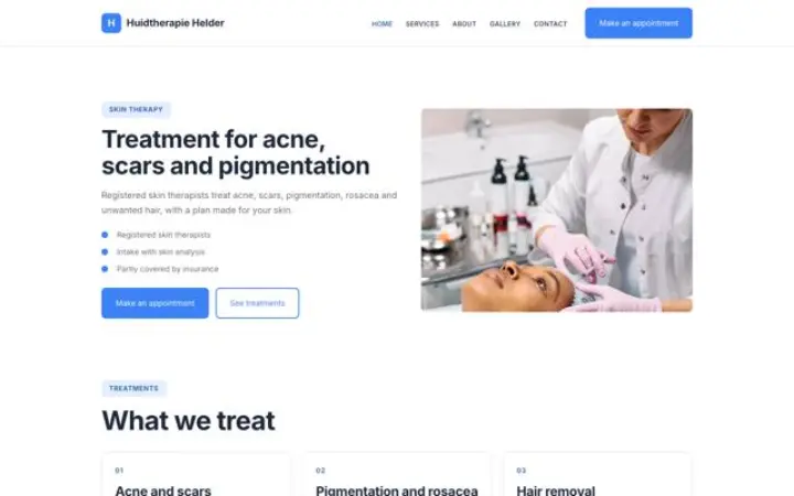 Website for skin therapist