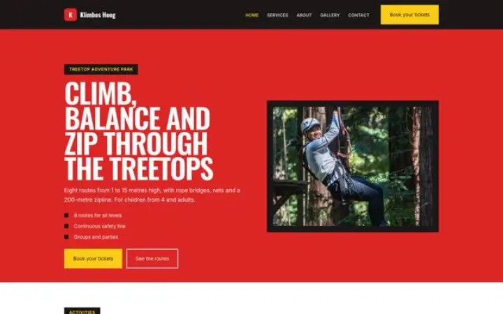 Website for treetop adventure park
