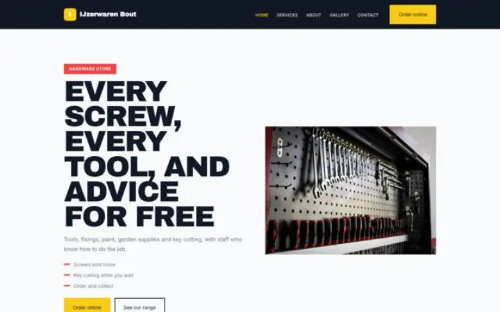 Website for hardware store