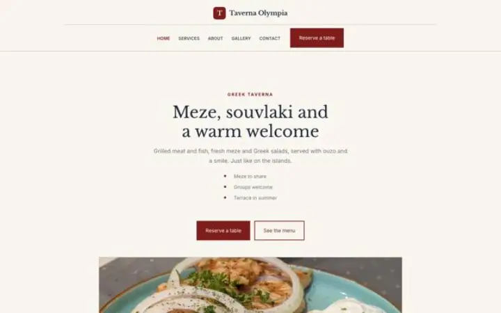 Website for greek restaurant