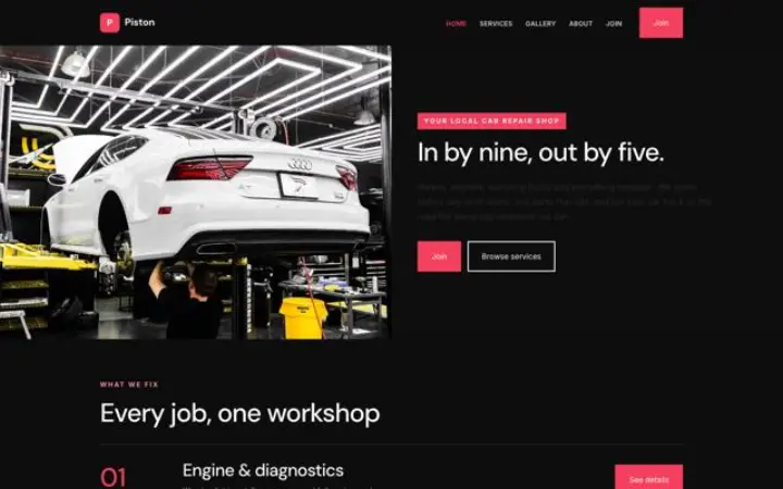 Website for repair shop