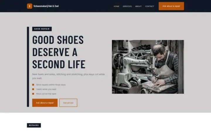 Website for shoe repair
