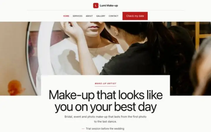 Website for make-up artist