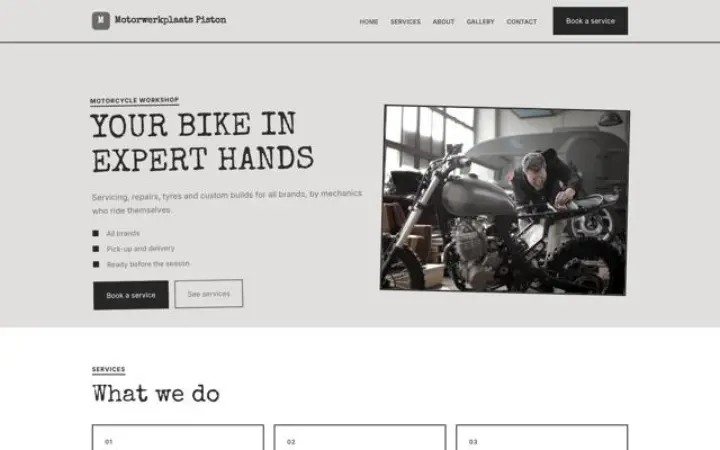 Website for motorcycle workshop