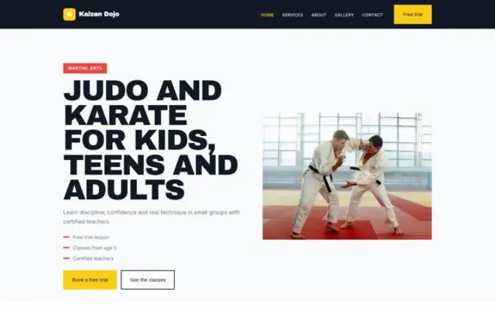 Website for martial arts school