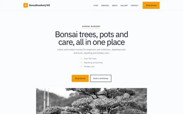 Website for bonsai nursery