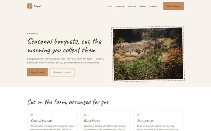 Website for florist farm
