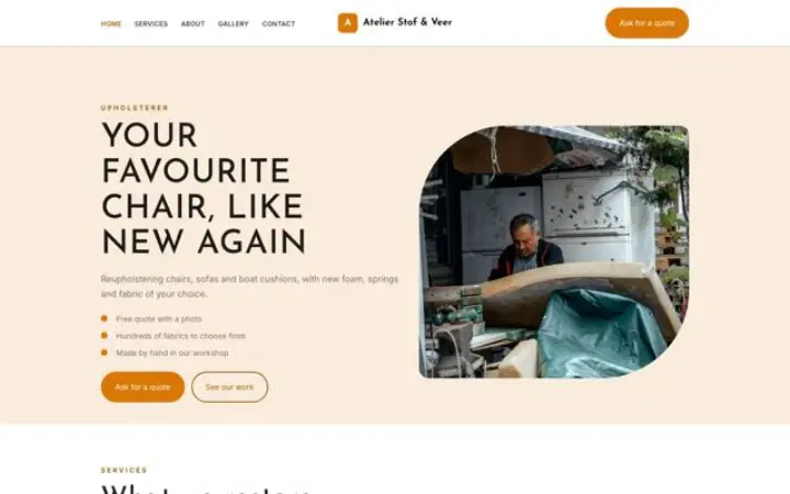 Website for upholsterer