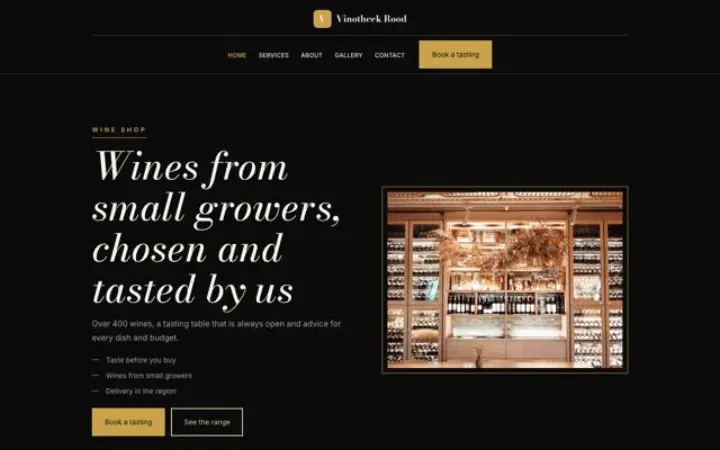 Website for wine shop