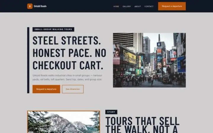 Website for tour operator