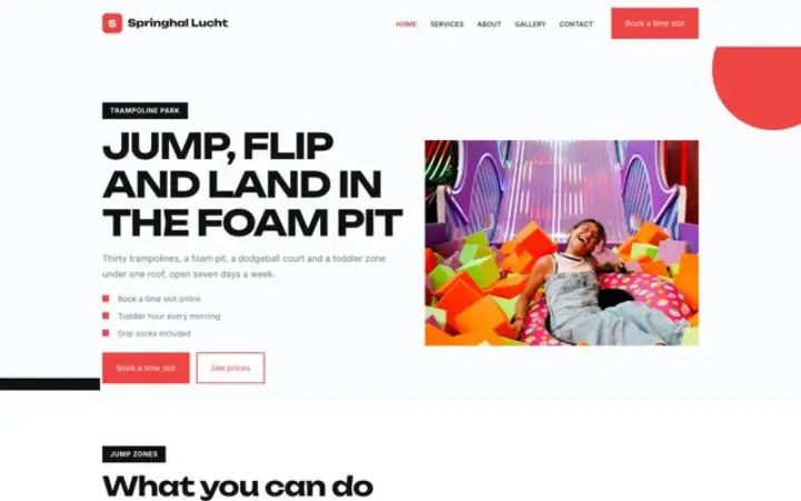 Website for trampoline park