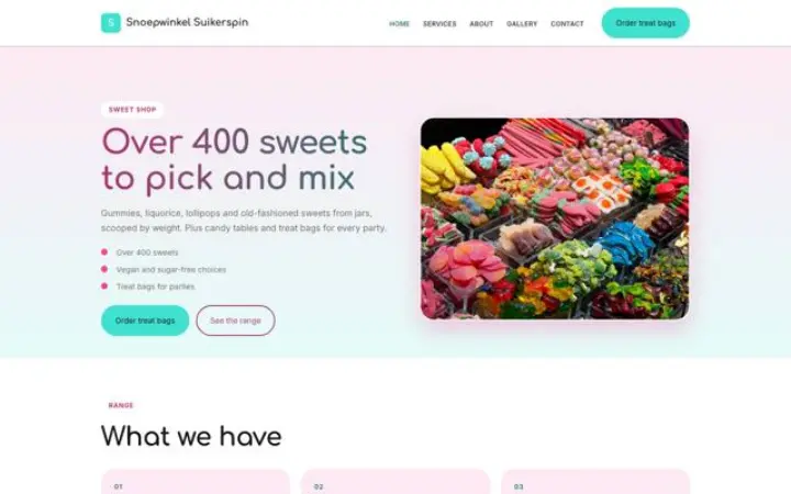 Website for sweet shop