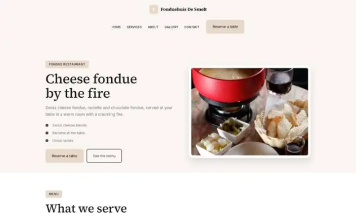 Website for fondue restaurant