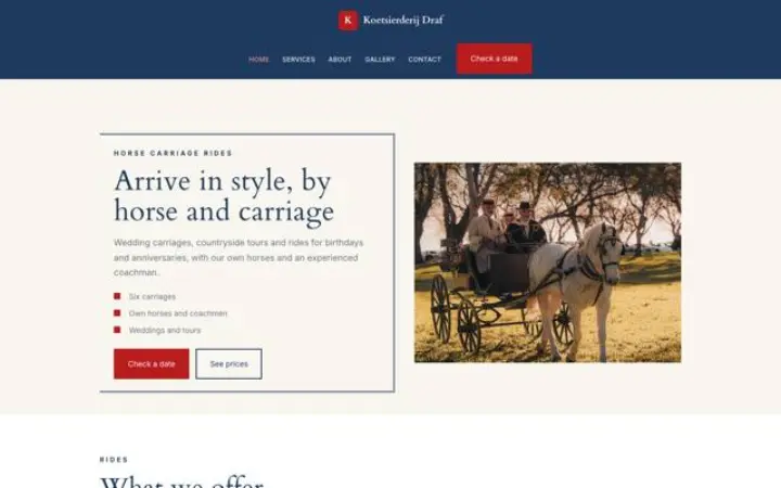 Website for horse carriage rides
