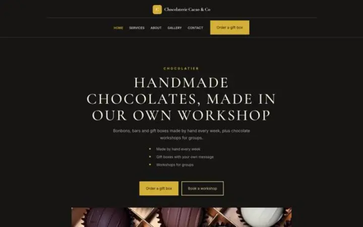 Website for chocolatier