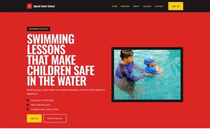 Website for swimming school