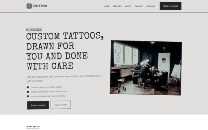 Website for tattoo studio