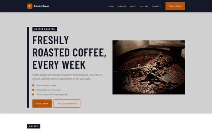 Website for coffee roaster