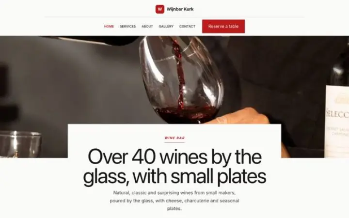 Website for wine bar