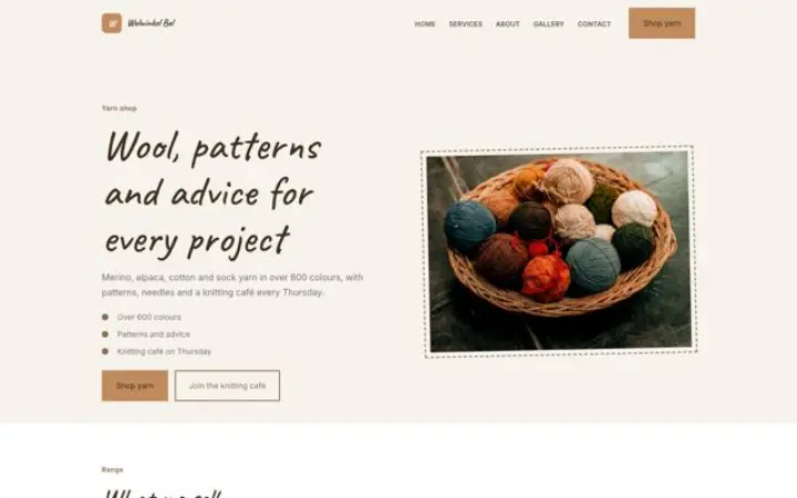 Website for yarn shop