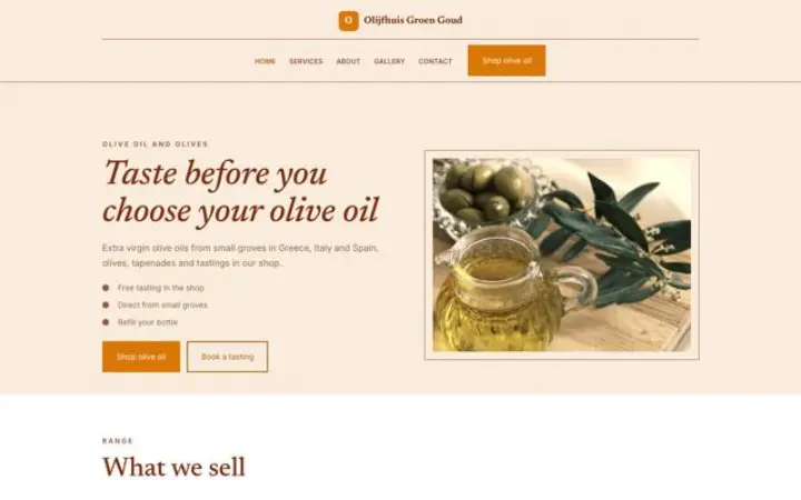 Website for olive oil shop