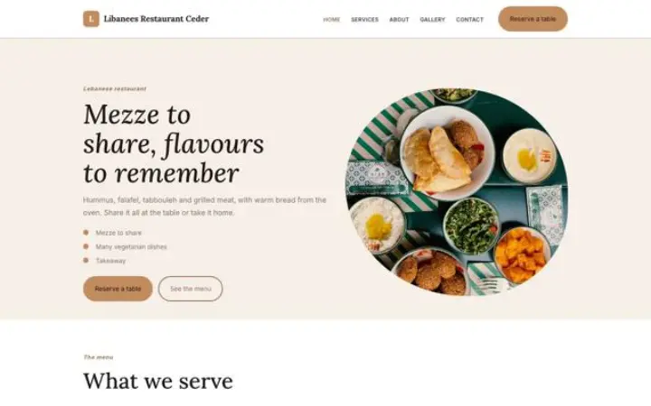 Website for lebanese restaurant