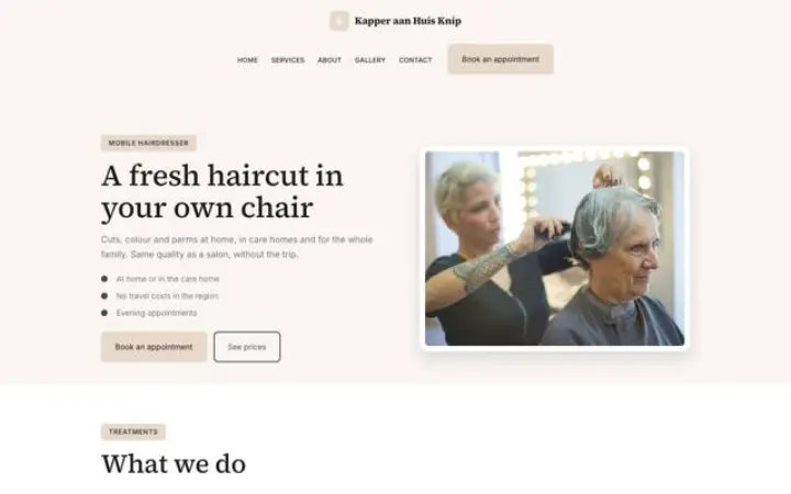 Website for mobile hairdresser