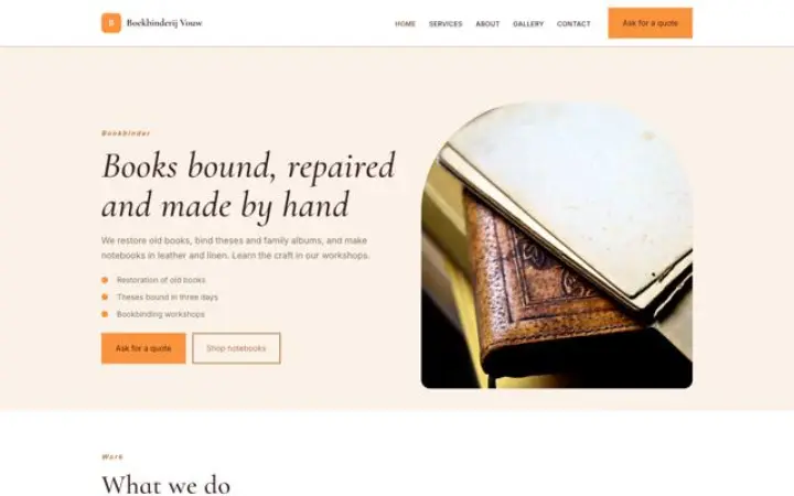 Website for bookbinder