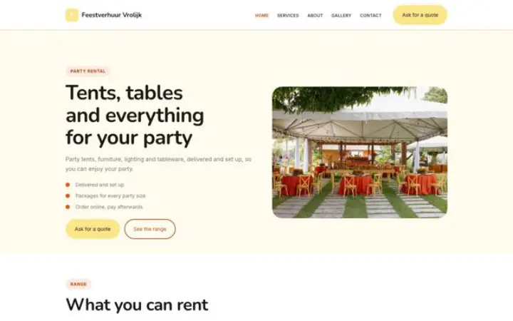 Website for party rental