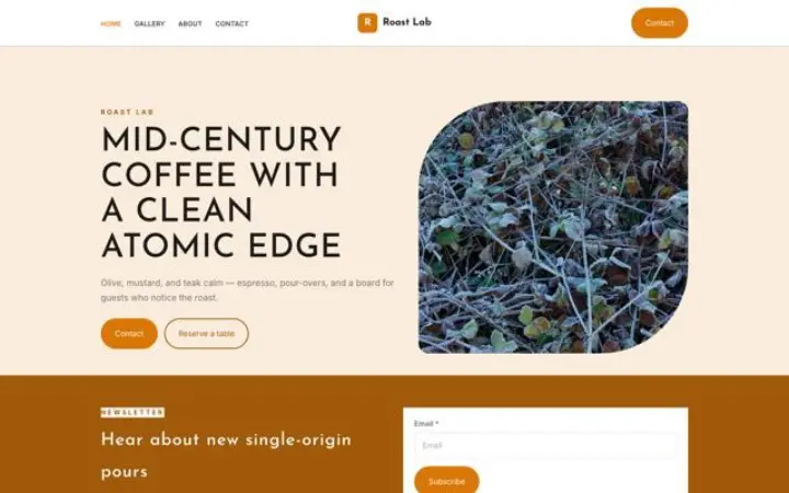Website for coffee shop
