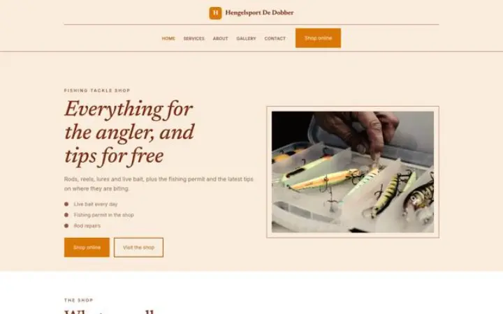 Website for fishing tackle shop