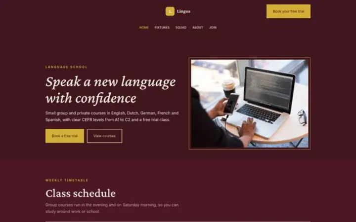 Website for language school