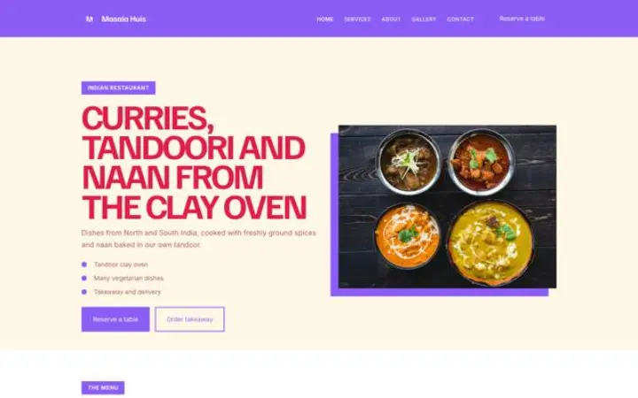 Website for indian restaurant
