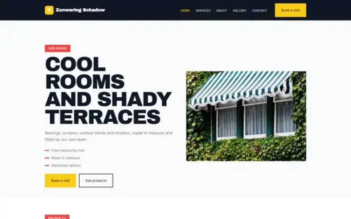 Website for sun shade installer