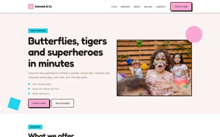 Website for face painter