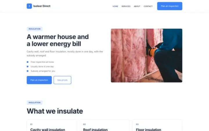 Website for insulation company