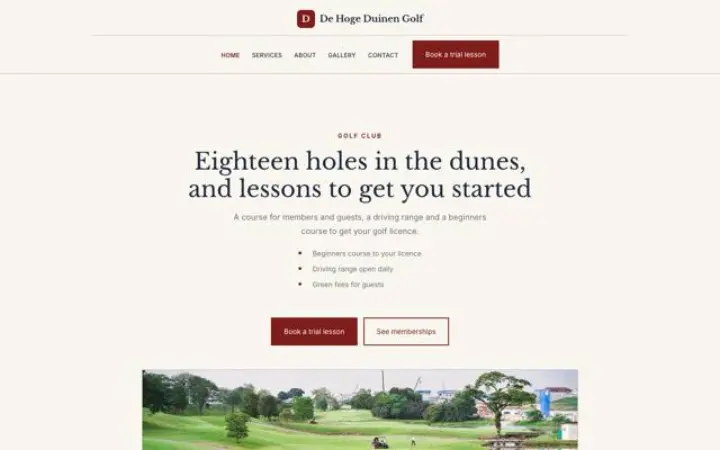 Website for golf club