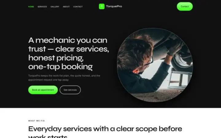 Website for auto mechanic